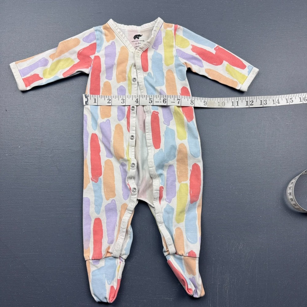 Monica + Andy Footed One Piece Baby 0-3M Organic Cotton Colorful Long Sleeve - Picture 4 of 6